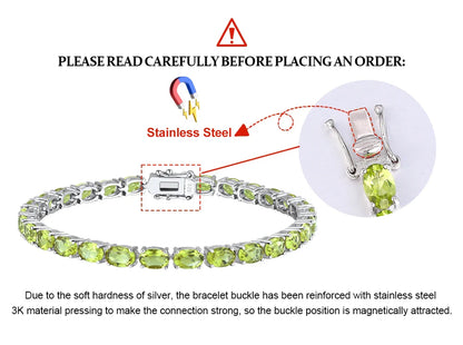 Pure 925 Sterling Silver Women's Hand Bracelets 100% Real Gemstone Natural Topaz Peridot Amethyst Gem Fine Jewelry