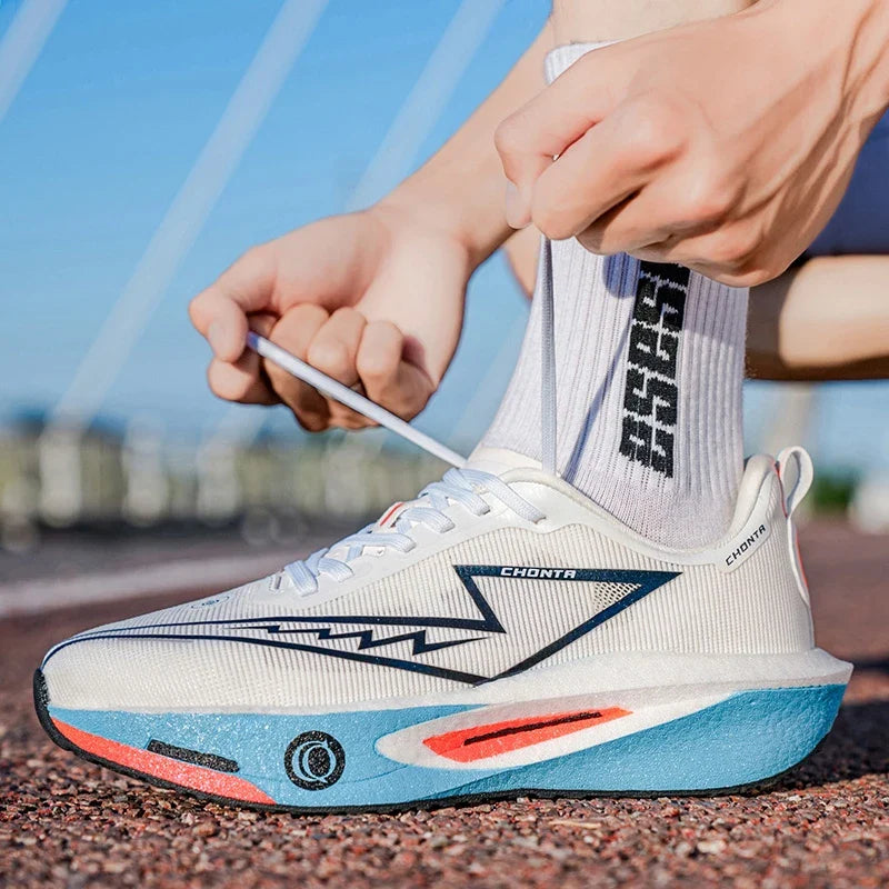 Tênis Masculino Esportivo Casual Confortável e Moderno para Corrida - Parte Superior em Tecido Respirável, Antiderrapante, Resistente ao Desgaste, Sola com Absorção de Choque, Cadarço, Bico Redondo, Adequado para Todas as Estações