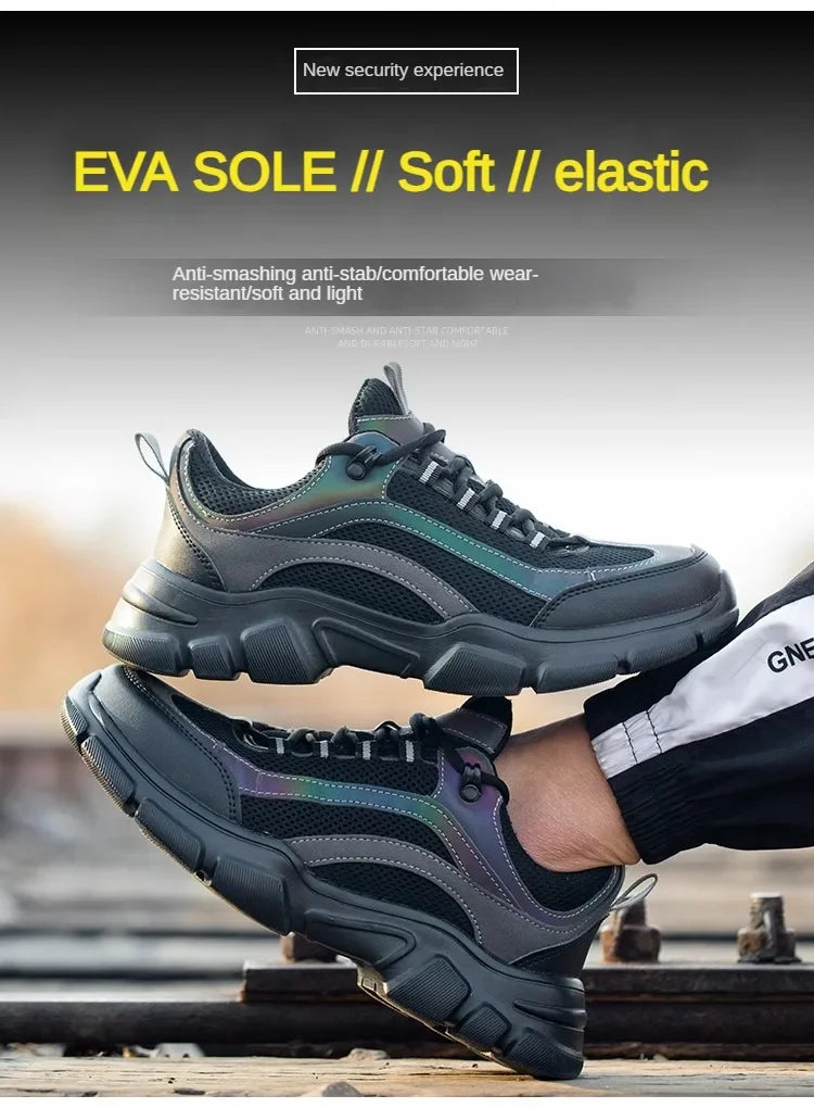 Safety Shoes Lightweight Steel Toe Anti Smashing Piercing Women's Men's Work Sneakers Reflective Indestructible Protective Boots