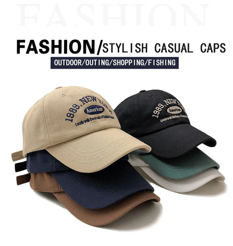 Korean Retro Baseball Hat Women's Autumn Winter Versatile Ins Street Letter Embroidered Caps Summer Couple Men