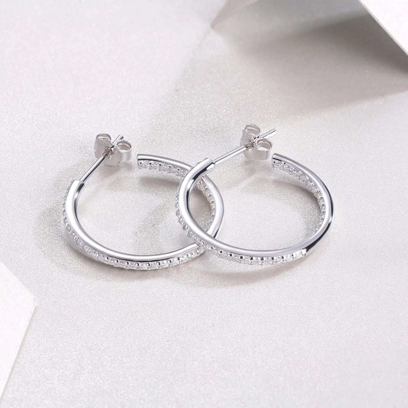 Hoops 1.8mm Moissanite Earrings For Women Real 925 Sterling Sliver Plated Yellow Gold Hoop Earring Fine Jewelry Christmas Gifts
