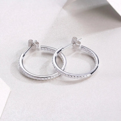 Hoops 1.8mm Moissanite Earrings For Women Real 925 Sterling Sliver Plated Yellow Gold Hoop Earring Fine Jewelry Christmas Gifts
