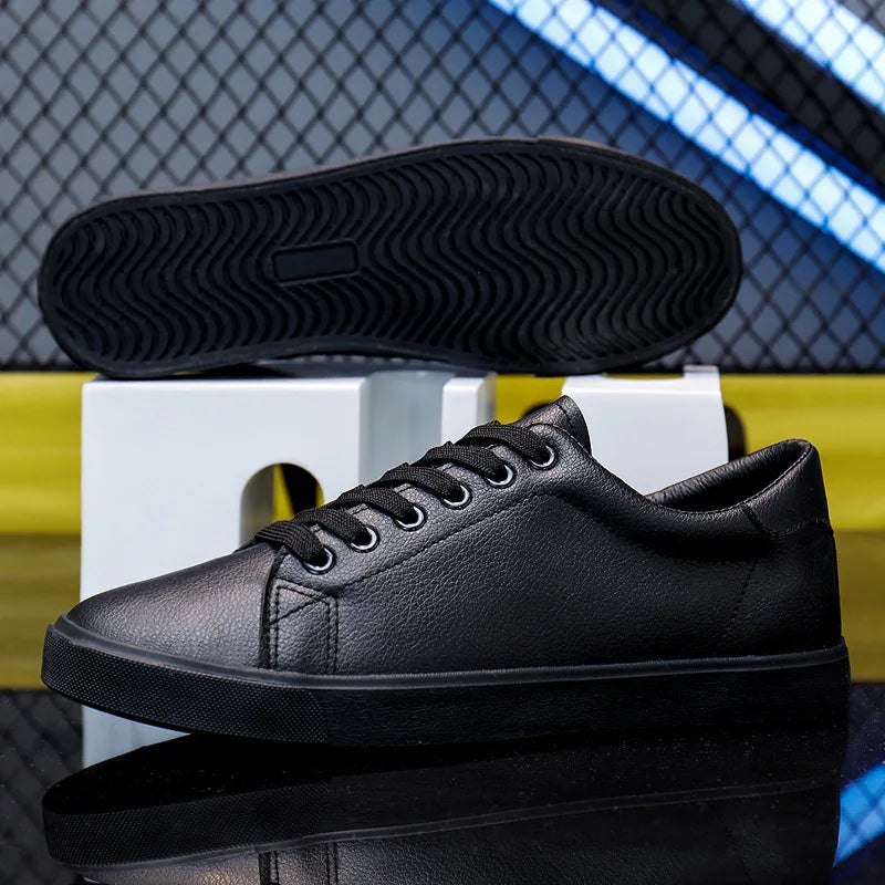 Spring Summer Flat Mens Casual Shoes Soft Pure Black Fashion Male Footwear Cool Young Man Street Style Comfortable