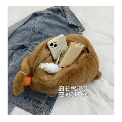 Backpack Kawaii Fashion Plushie Doll Fur Bag Children's Bag Shoulder Bag Mini Knapsack Bags Gifts For Girlfriend