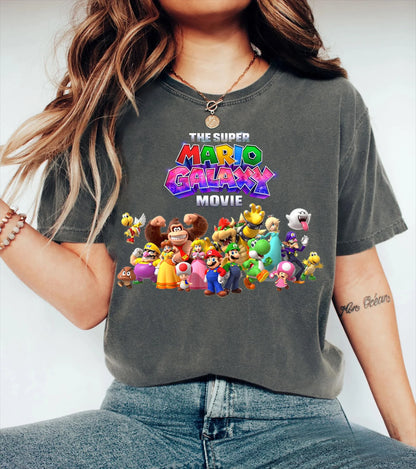 Movie The Super Mario Galaxy unisex 100%cotton family Tshirt,There are child size shirt available, 2026 New kids graphic shirt