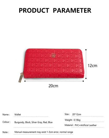 Fashion Classic Women's Portable Wallet Solid Color Design Multi-Letter Embossed Women's Coin Purse Minimalist