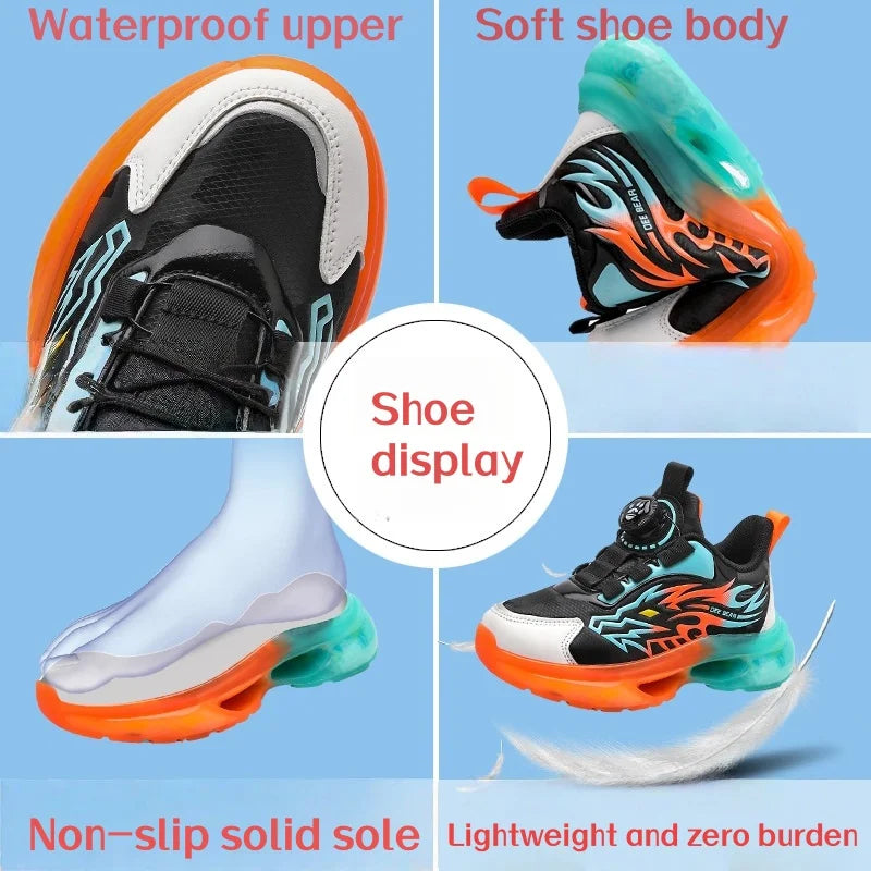 Boys leather lightweight winter sports shoes children's basketball running shoes spring and autumn new rubber soles