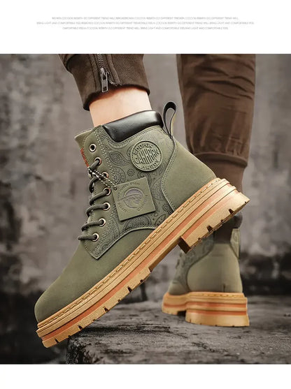 Four Seasons Men's Professional Motorcycle Riding Boots Large Size High Top Casual Leather Boots Fashion British Anti-skid Boots