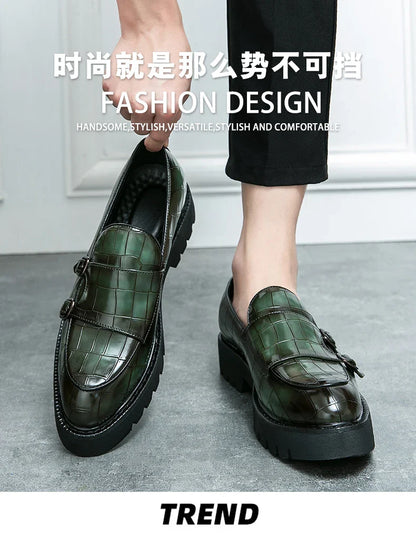 Classic Men's Dress Shoes Slip On Leather Loafers Men Platform Social Shoes For Men Fashion Casual Business Formal Shoes Male