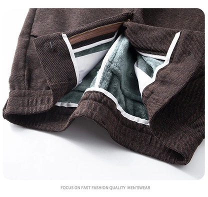 Men's Winter Velvet Casual Pants Thickened Warm Slim Fit Comfortable Solid Color Trousers Korean Fleece  Fashion Outdoor Jogging