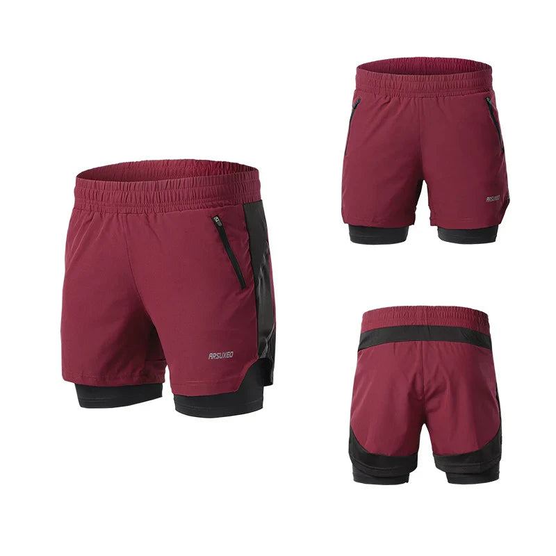 Men's 7" Running Shorts 2 in 1 Quick Dry Athletic Training Exercise Jogging