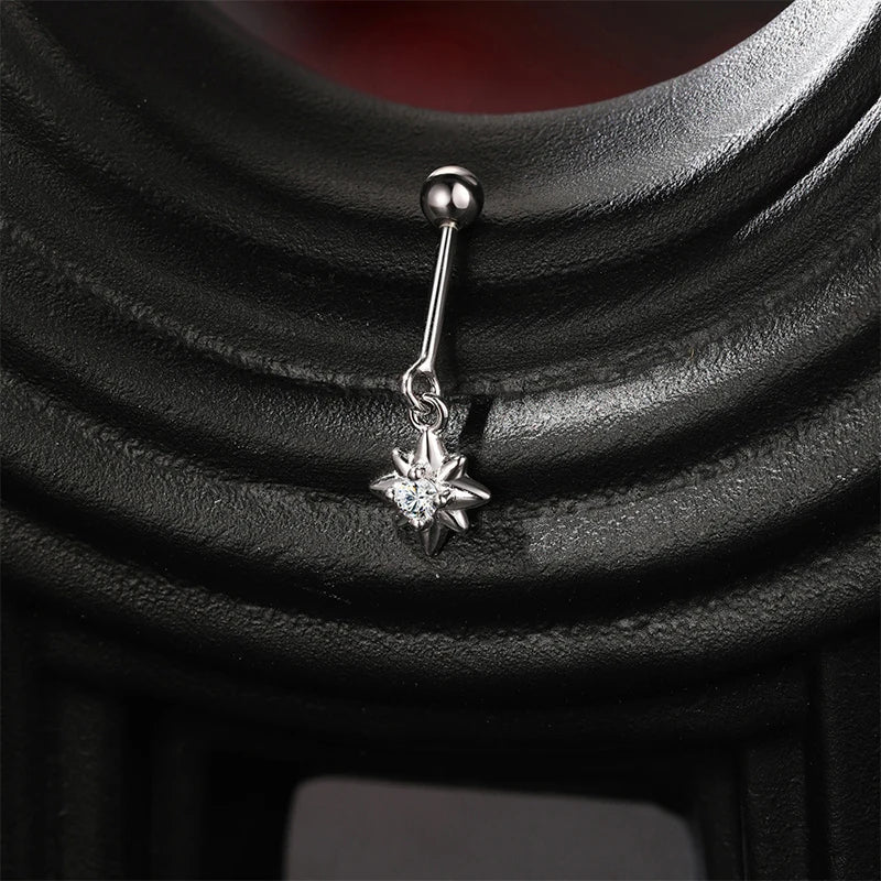 100% S925 Vertical Round Bead Piercing Moissanite Stud Earrings for Women Diamond Ear Cartilage Piercing Party Jewelry