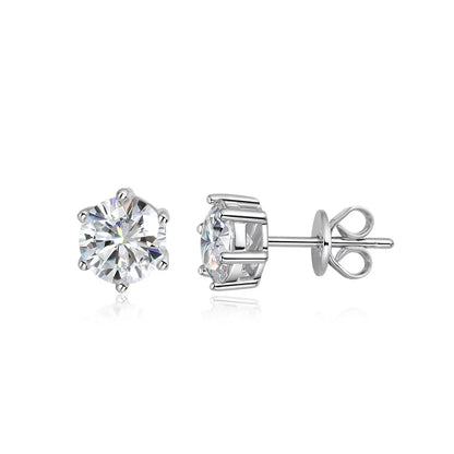 1CT Round Moissanite Stud Earrings for Women 925 Sterling Silver Plated 18K Classic Wedding Sparkling Lab Diamond Earring