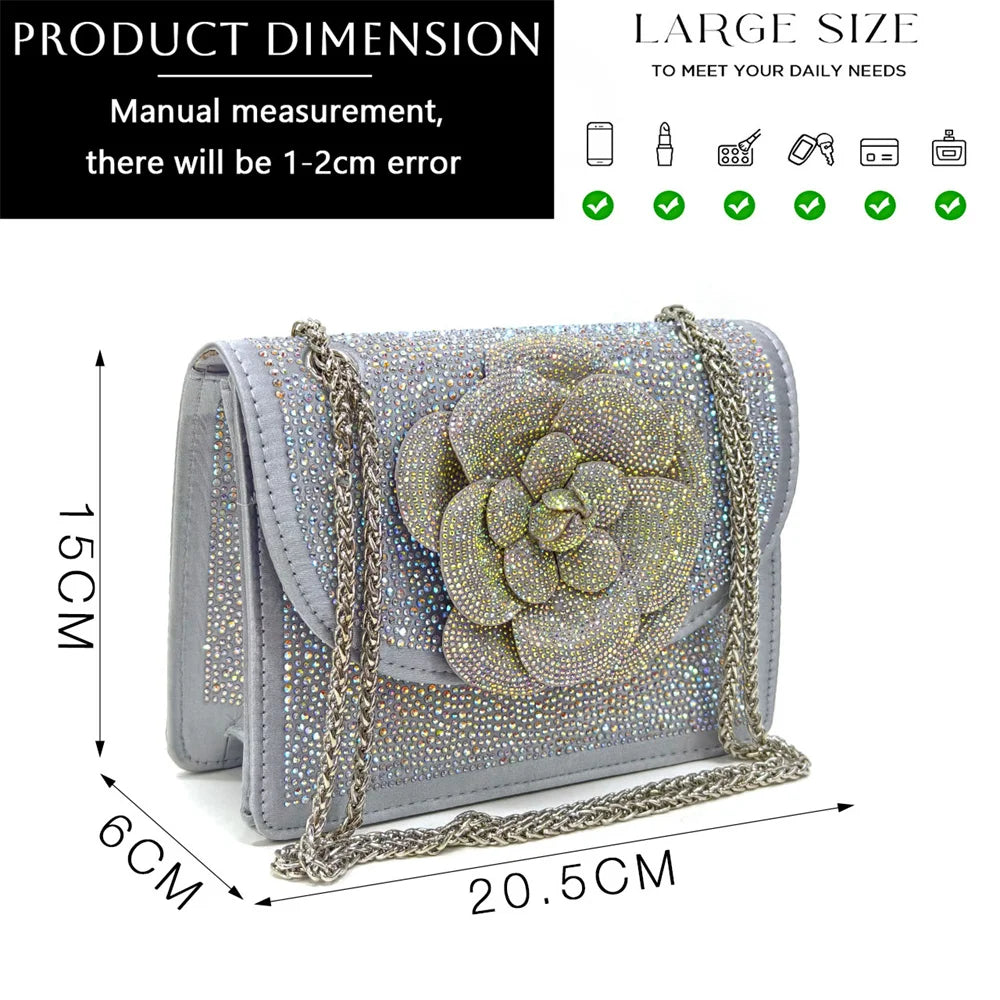 Fashion Ladies Evening Shoes And Bags Paired With Handmade Petal Wine Color Pointed Toe Mid-Heel Nigerian Women Party Shoes