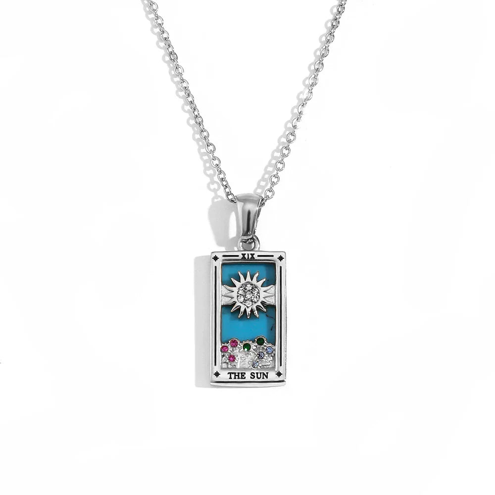 Original New Tarot Queen Lover Magician Moon Necklace Tarnish Free Stainless Steel Jewelry 18K Gold Plated Decoration