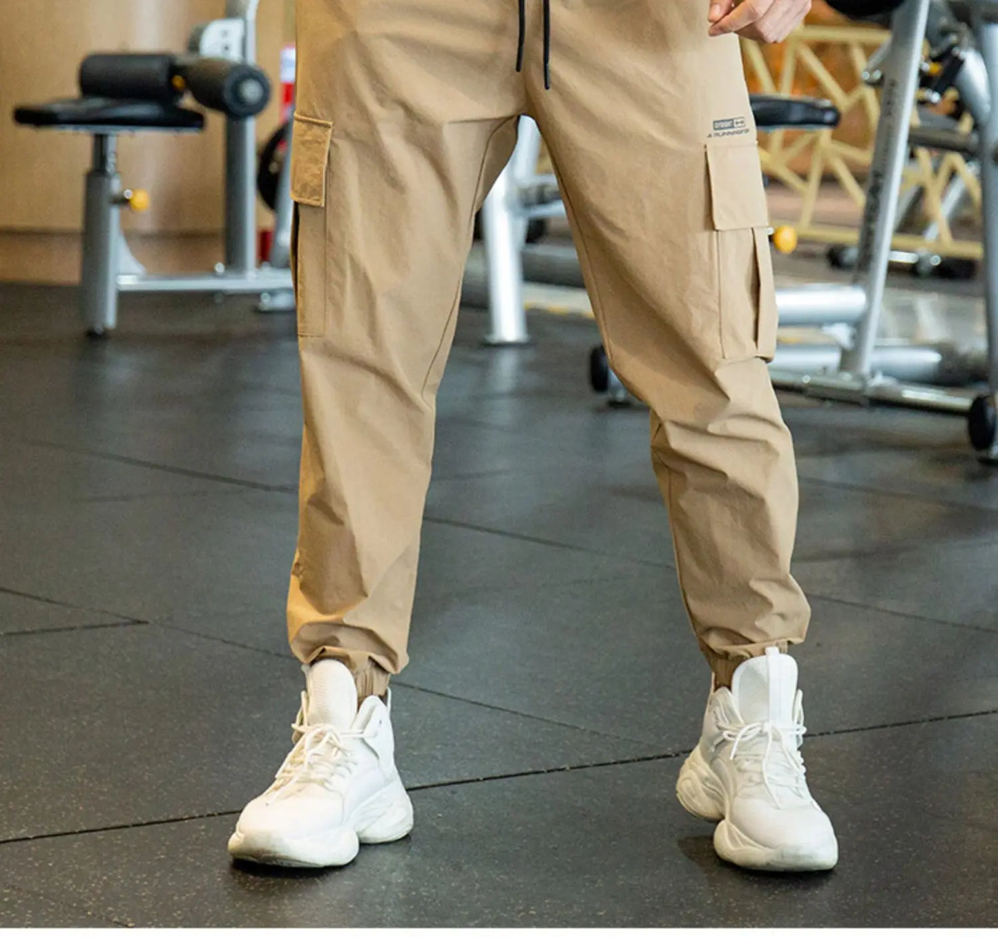 Mens Fast Dry Stretch Long Pants Elastic Waist Casual Drawstring Solid Color Ice Silk for Male Business Fashion Sports Trousers