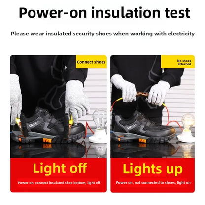 Men's Summer Shoes Breathable Anti Smash Anti Puncture Steel Toe Protection Soft Sole 10KV Electrical Safety Work Foot