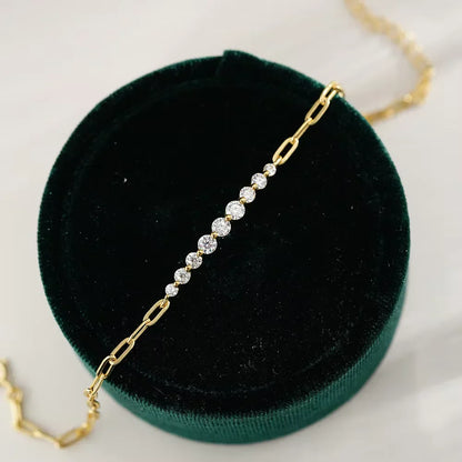 Dainty Full 2/2.5/3mm D Color Moissanite Diamond Link Bracelet for Woman 925 Silver Plated 18k Adjustable Chain Bracelets