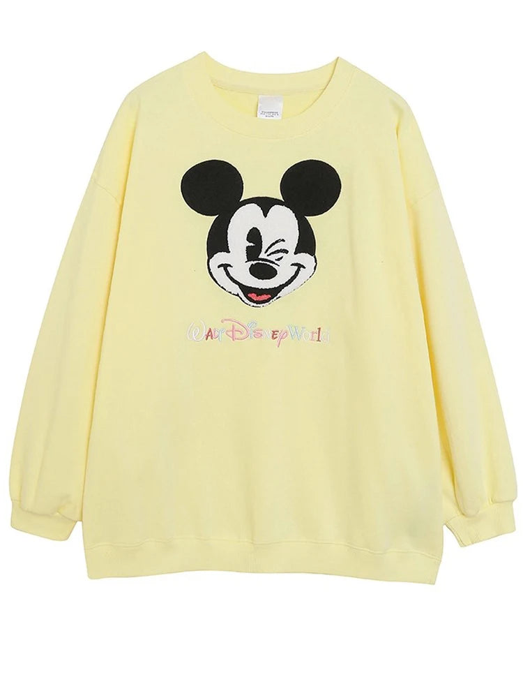 Sweatshirt Mickey Mouse Daisy Duck Cartoon Print Embroidery Women Pullover Fleece Tee Jumper Tops