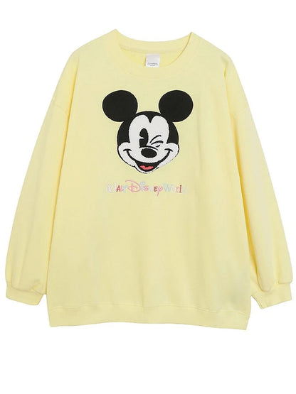 Sweatshirt Mickey Mouse Daisy Duck Cartoon Print Embroidery Women Pullover Fleece Tee Jumper Tops