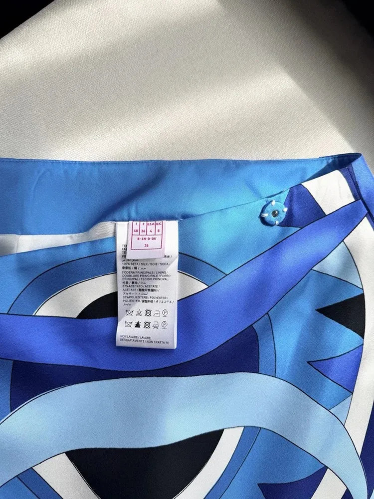 Summer Fashion Beach Style Geometric Print Silk Short Skirt Women's Party Sexy Slim A-Line Half Skirt