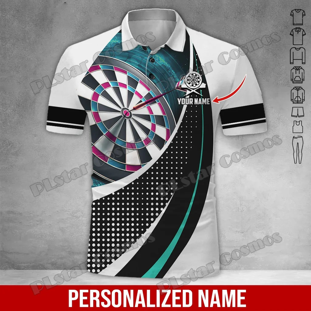 PLstar Cosmos Darts Team Custom Name 3D All Over Printed Premium Men's Polo Shirt Summer Street Casual Short sleeve shirt WK62