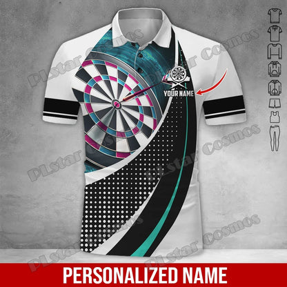 PLstar Cosmos Darts Team Custom Name 3D All Over Printed Premium Men's Polo Shirt Summer Street Casual Short sleeve shirt WK62
