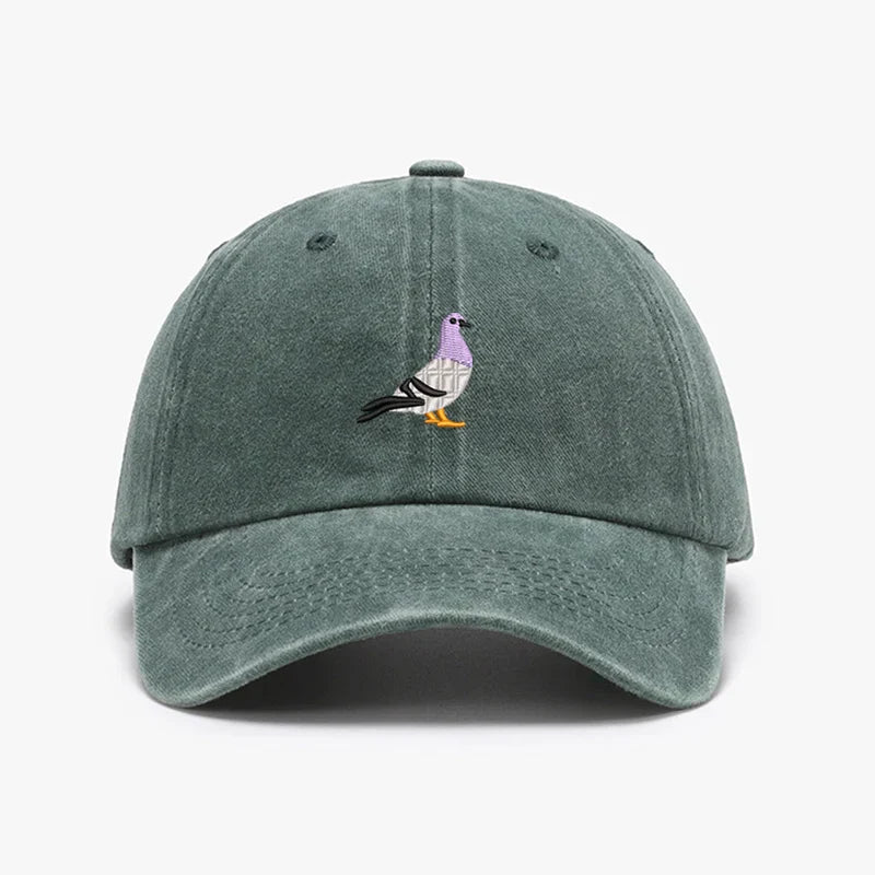 Embroidery Pigeon Design Spring vintage Baseball caps Men Women Water Washed Sunscreen Sun Hat Sports Fishing Sunshade Dad Hat
