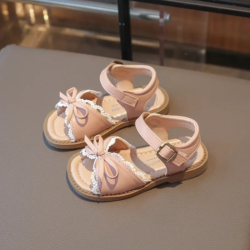 Girls Cute Lace Bow Princess Sandals New Little Kids Soft-soled Beach Summer Shoes Size 22-31
