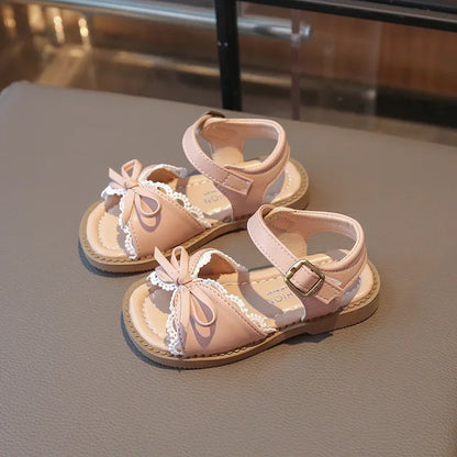 Girls Cute Lace Bow Princess Sandals New Little Kids Soft-soled Beach Summer Shoes Size 22-31