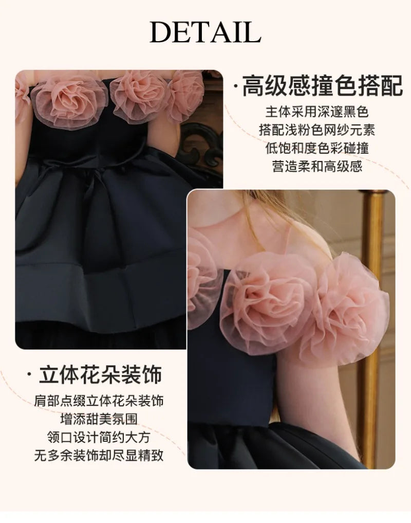 Summer Children's Birthday Party Princess Dress Little Girl Piano Host Costume Flower Girl Wedding Dress Kids Girls Dress