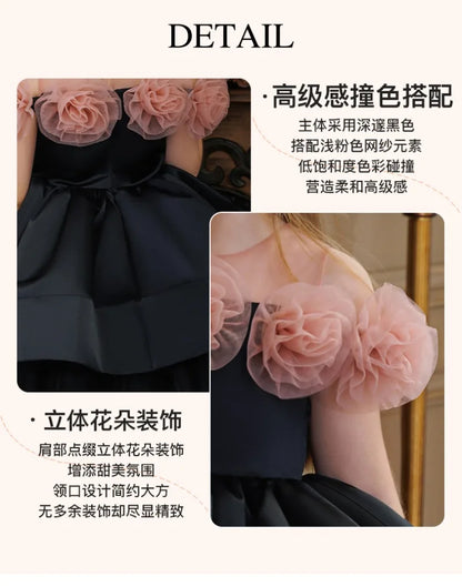 Vestido de Princesa de Aniversário Infantil de Verão UNITIM Vestido de Dama de Honra de Menina Pequena Roupa de Anfitriã de Piano Vestido de Casamento de Dama de Honra para Crianças Vestido de Meninas