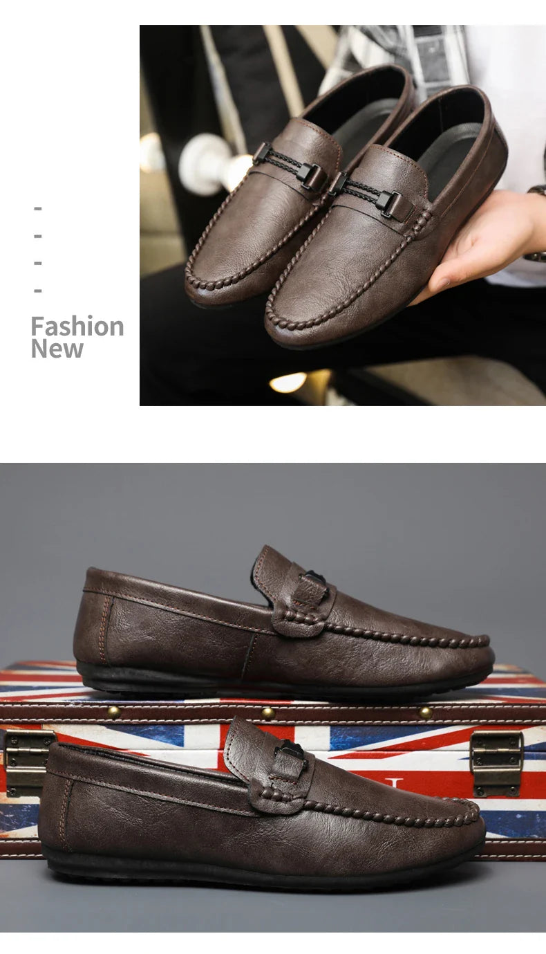 Trend White Loafers Man Big Size 46 Breathable Lightweight Men's Leather Shoes Comfortable Casual Shoes Men Driving Shoes