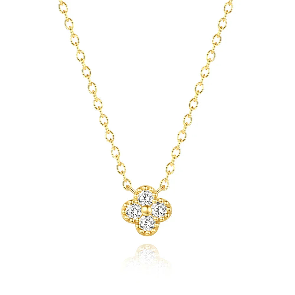 100% 925 Sterling Silver Turquoise Crystal Petal Patter Pendant Necklaces For Women Delicate Wedding Jewelry Collar Mujer