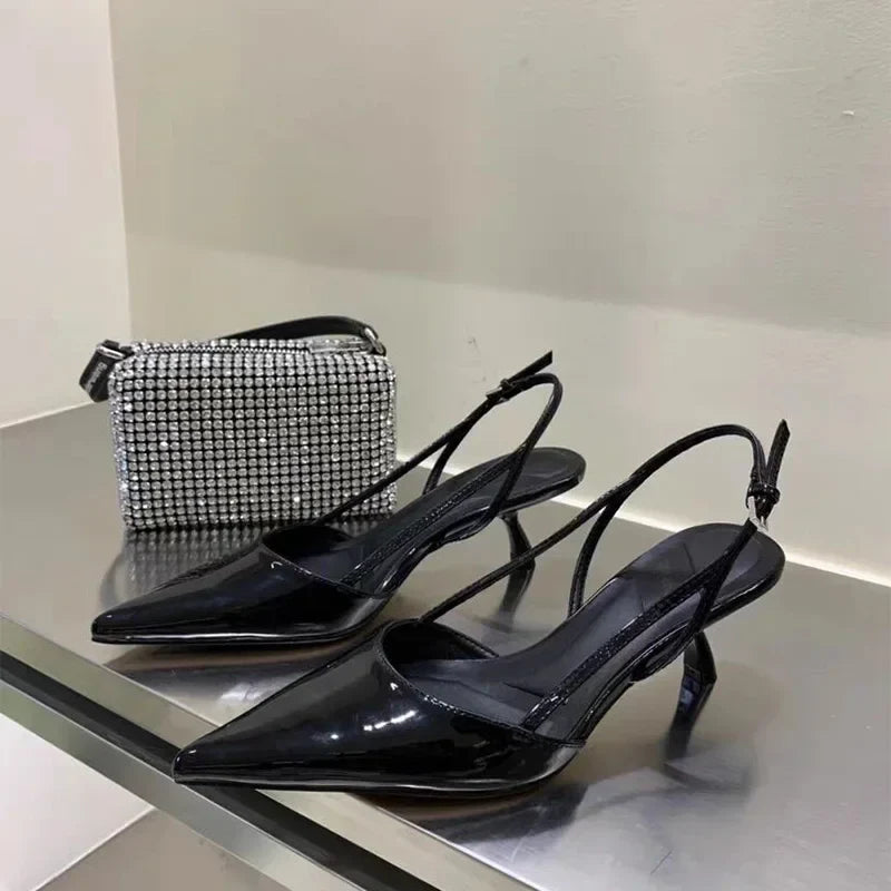 Women Pointed Toe Heels Shoes Sandals 2024 Dress Party Fashion Summer Slippers New Walking Flip Flops Pumps  Slides