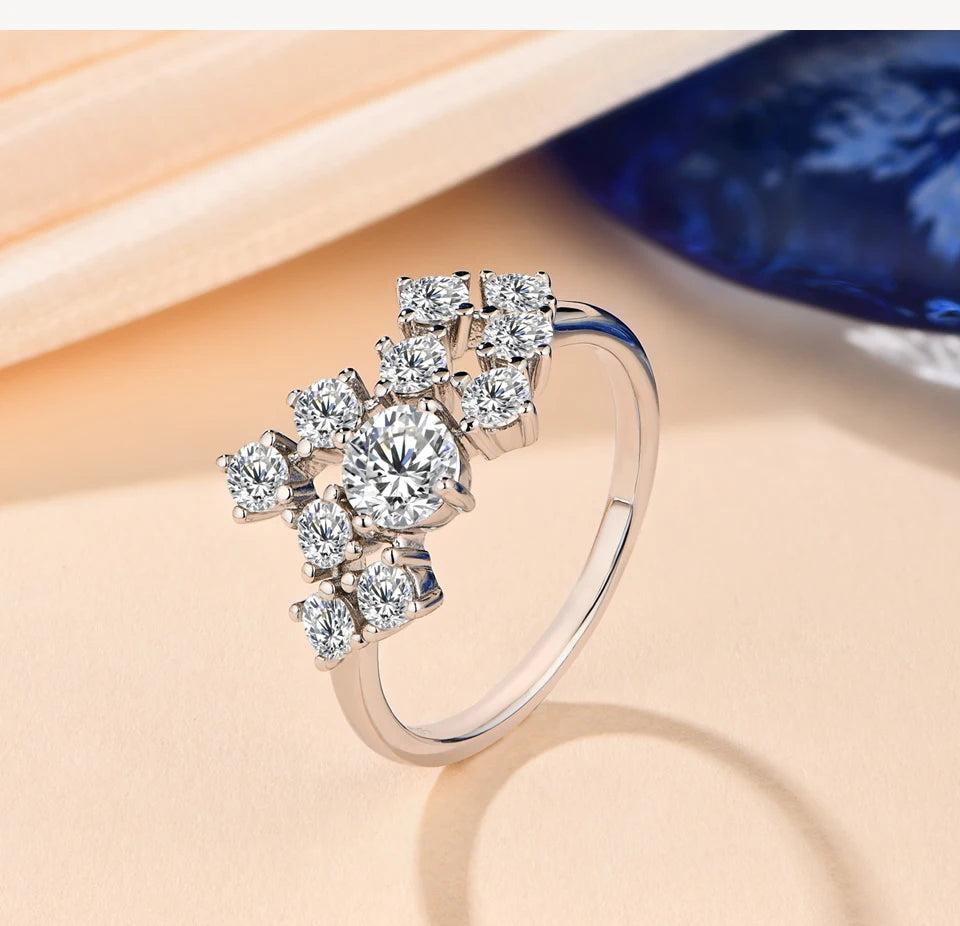 Moissanite Ring D Color 1.5ct Excellent Round Shape 5mm 925 18K Real Engagement Wedding Rings For Women Fine Jewelry