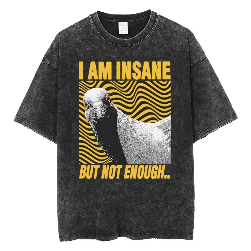 Amare Box No Thoughts Head Empty Japanese T-shirt Funny Capybara Vintage Washed T Shirt Men Women Casual Loose Short Sleeve Tees