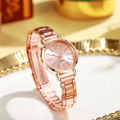 Fashion quartz watch for women's luxury watch, simple circular dial, stainless steel women's watch