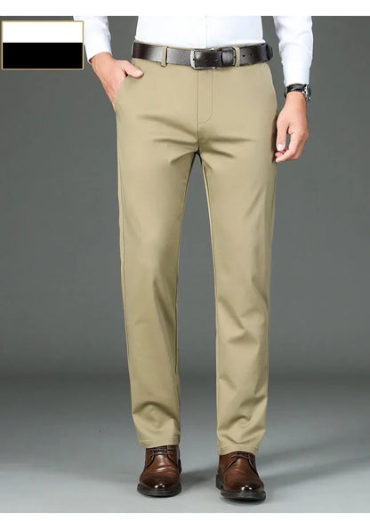 Fiber Men's Casual Pants Anti-wrinkle Comfortable Baggy Straight Business Formal Trousers Male Brand Clothing