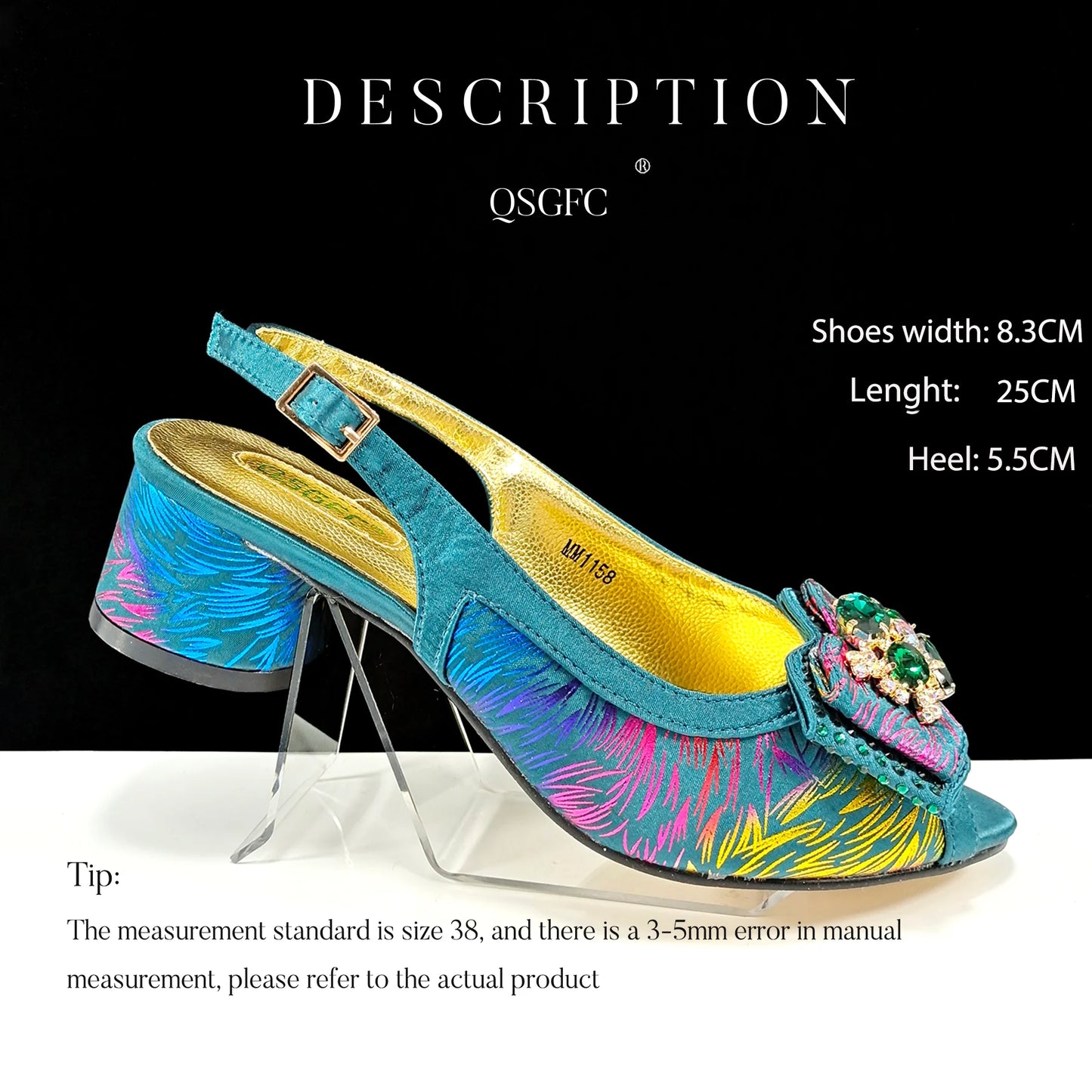 Italian Design Color Matching Rhinestone Comfortable High Heel Shoes And Bag Fashion Style Pointed-Toe Shoes For Women