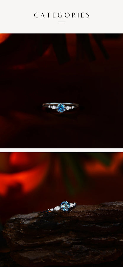 New D Color Round Cut 5.0mm Colorful Moissanite Ring for Women Man Solid 925 Sterling Silver Halloween Jewelry Party