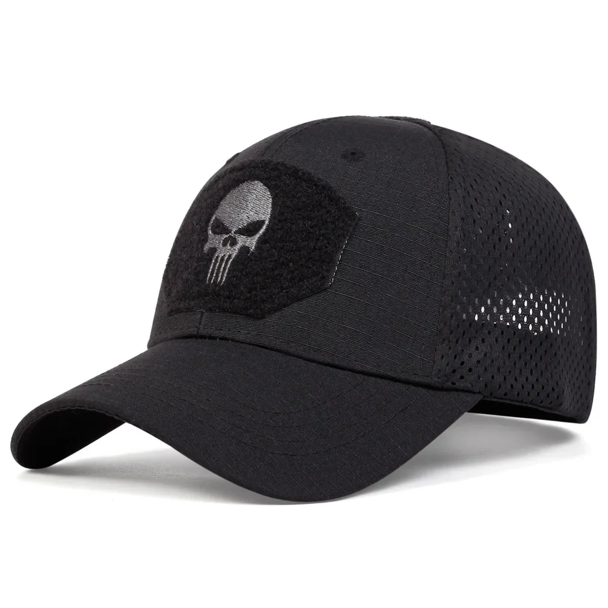 Unisex Skull Embroidered Baseball Caps Men Outdoor Breathable Mesh Tactics Mountaineering Peaked Hat Adjustable Snapback Caps