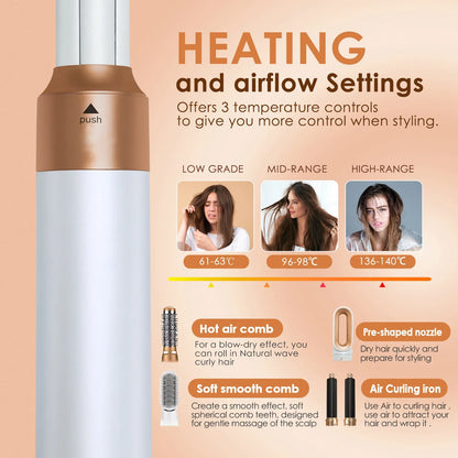 5-in-1 Hair Styling Kit Multi-Function Curling Iron Straightener Hot Air Brush Quick Styling Hair Care Beauty Tools