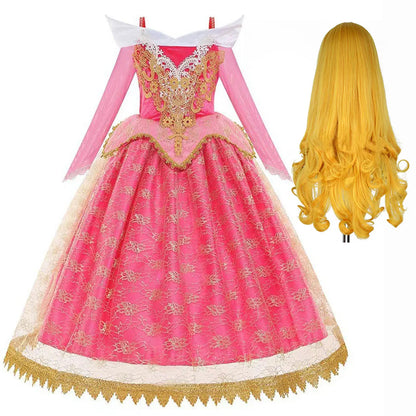 Girls Sleeping Beauty Aurora Cosplay Princess Dress Kids Rapunzel Frozen Elsa Cinderella Costume Party Clothing 2-12Years
