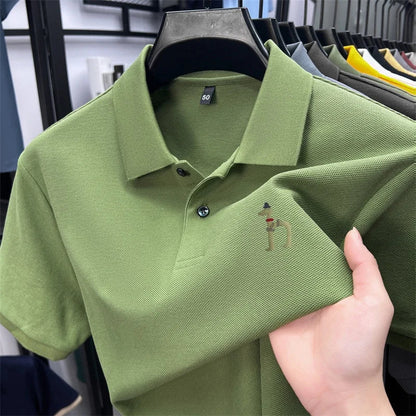 100Cotton High Quality Men's Polo Shirt Breathe Solid Color Soft Dog Print Short Sleeve Summer Lapel T-Shirt Business Menswear