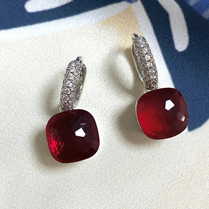 Classic Candy Color Earrings Inlay Transparent Zircon 27Colors Crystal Earrings Platinum Plated Fashion Jewelry For Women