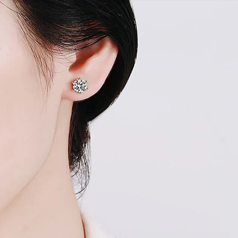 2ct Moissanite Studs Earrings for Women S925 Sterling Silver White Gold Plated Lab Diamond Earring With Certificate