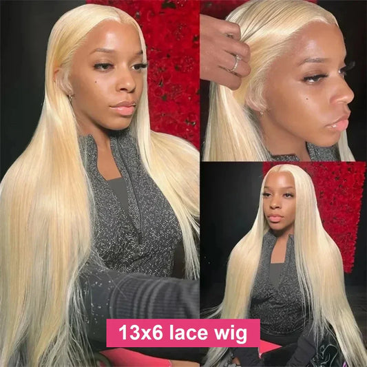 Honey Blonde 613 Straight Remy Hair Wigs 13x4 13x6 HD Transparent Lace Frontal Wigs Pre Plucked Brazilan 200% Density Human Hair