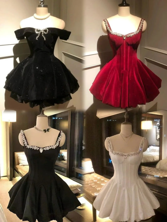 2025 Autumn Vintage Elegant Y2K Velvet Off Shoulder Dress Bow Bodycon Mini A-line Women Evening Party Subculture Lolita Formal