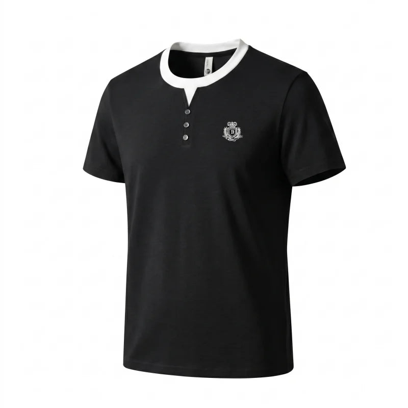 designer men's summer vacation two piece t-shirt round neck embroidered british style short sleeve casual fashion men's wear top